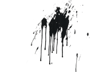 Paint splatter artistic design element flowing downwards on transparent background