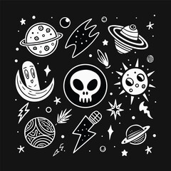 Cute seamless pattern with fruits animals flowers and decorative elements background design