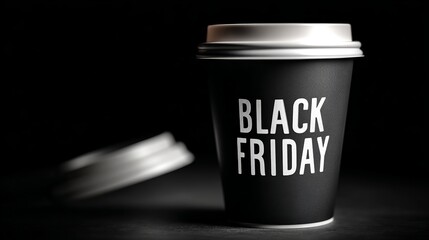 Grab a Black Friday caffeine boost with this sleek coffee cup, perfect for promotions and marketing deals during the biggest sales event of the year