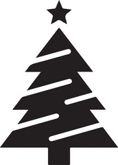 Obraz premium Minimalist Christmas tree vector graphic with star and white accents