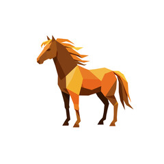 Obraz premium Majestic brown horse designed with modern geometric low poly art style