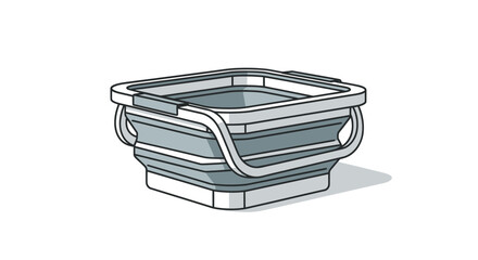 Square Gray Collapsible Portable Basin with Handles. © wong