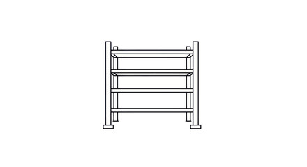 Simple Outline Drawing of a Three-Tiered Shelf Unit.