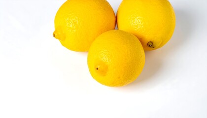 Three Fresh Lemons on a White Background.
