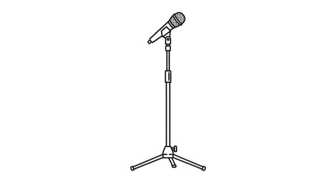 A classic dynamic microphone mounted on a sturdy adjustable stand.