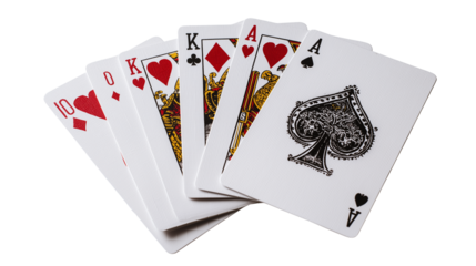 Poker playing cards fan PNG with transparent background