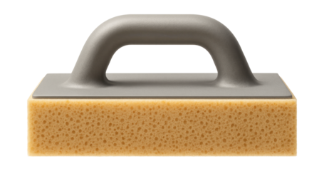 Sponge-surfaced float for achieving a smooth finish on plaster.
