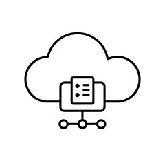 Cloud data processing document connection outline on transparent background