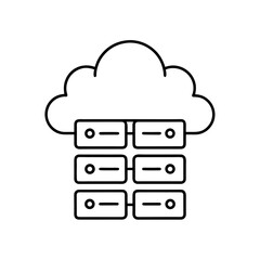 Illustration of cloud computing server arrangement on transparent background