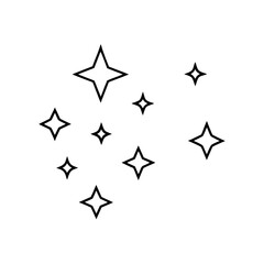 Outline drawing of multiple stars on a white canvas on transparent background