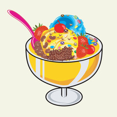 Glass of Ice Cream with Refreshing Toppings