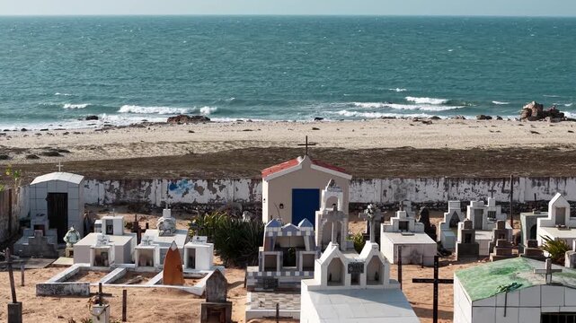 Cemetery on the beach Praia da Malhada, Jericoacoara, Cear&aacute;, Brazil