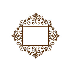 Elegant Brown Ornamental Frame Design for Invitations and Decorative Purposes with a Rectangular Center, Perfect for Monograms