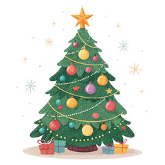 Fototapeta premium Christmas Tree with Decorations and Gift Box