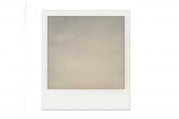 Fototapeta premium White instant print frame mockup for memories and projects with blank beige image area on transparent
