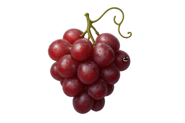 Fototapeta premium Bunch of fresh red grapes with water drops, symbolizing healthy eating, nutrition, and natural freshness on transparent background