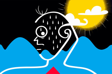 Abstract Illustration of Migraine Distress and Inner Turmoil