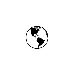Fototapeta premium Black silhouette of planet earth, a globe showing continents, isolated on white background