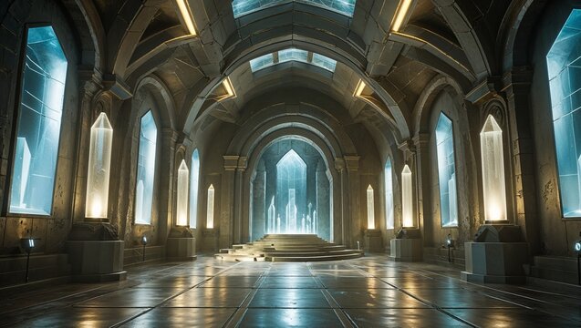 Halo vault where completed souls rest in luminous crystal casin