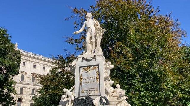 Statue of Wolfgang Amadeus Mozart in Vienna, Austria