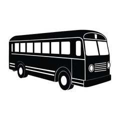 Vector icon of bus, Silhouette and flat design style isolated on white background.