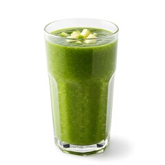 Fresh mixed green smoothie made with apples, presented on a clean white background, symbolizing health, freshness, and natural energy