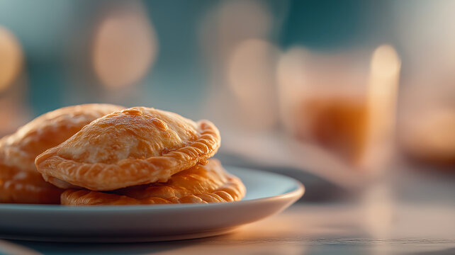 Karanji/gujiya stacked on plate