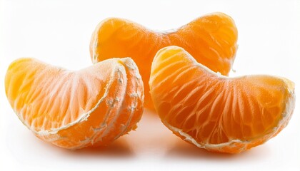 Tangerine Pieces Peeled Mandarins Isolated