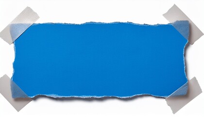 Blue Cut Out Torn Piece Of Blank Paper Note Cardboard With Rough Texture Edges And Adhesive Tape With Copy Space For Text Transparent Png Background Design Element