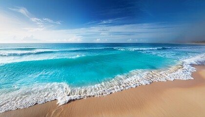 Beautiful Soft Blue Ocean Wave On Fine Sandy Beach