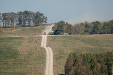 carrier tank on a dusty road