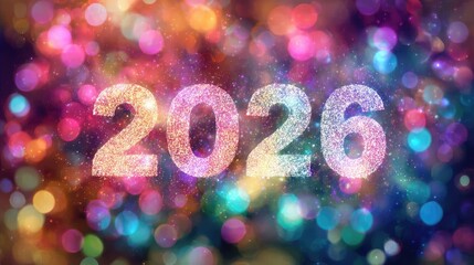 New Year Celebration With Colorful Lights and Sparkles for 2026 Generative AI