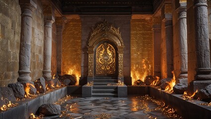 Lair of the temptress with walls made of gold that burns to touch