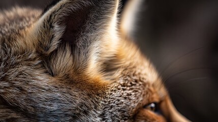   A close-up of a fox's face with its eyes closed and wide open