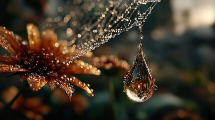   A dandelion with droplets of water clinging to it