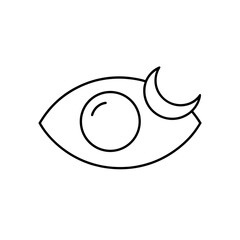 Eye with moon outline simple illustration on transparent background