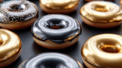  A stack of doughnuts arranged on a table