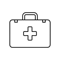 Outline drawing of a first aid kit icon on transparent background