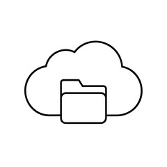 Cloud storage with folder outline design on transparent background