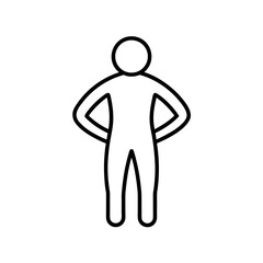 Outline drawing of a person with hands hips on transparent background