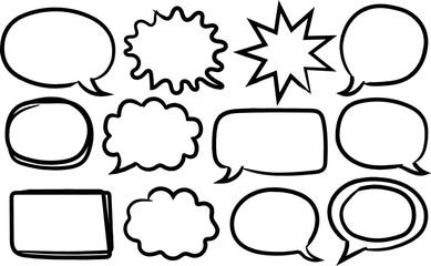 Fototapeta premium Hand drawn speech bubbles and thought clouds for comic strips