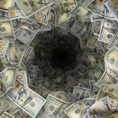 Dollar bills flying. Money swirling in air