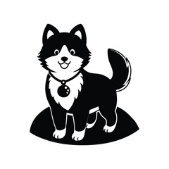Cheerful Icelandic Sheepdog Puppy From Iceland Chest Up Vector Illustration