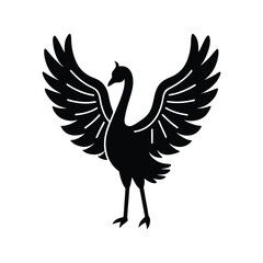 Obraz premium Emu Silhouette Victory Hand Gesture Vector Illustration