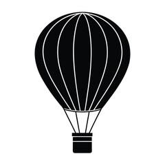 Obraz premium Vector icon of hot air balloon, Silhouette and flat design style isolated on white background. 