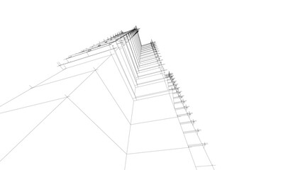 Modern building architectural 3d illustration