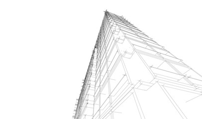 Modern building architectural 3d illustration