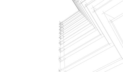 Modern building architectural 3d illustration