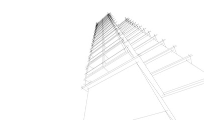 Modern building architectural 3d illustration