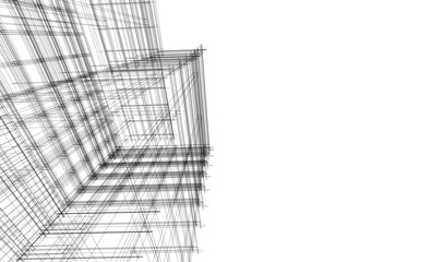 Modern building architectural 3d illustration